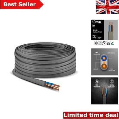 1 Meter 10 mm flaches Zwillings- & Erdkabel - ideal für Beleuchtung & Herde
