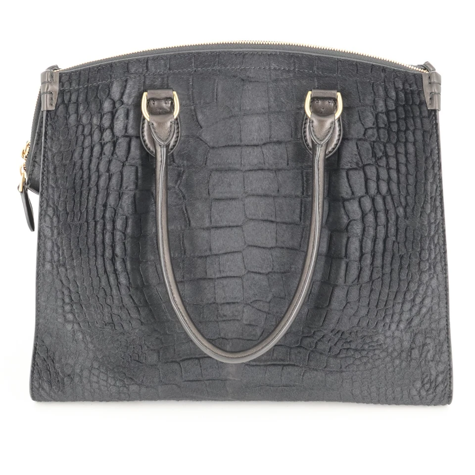 Ralph Lauren Bolso de Hombro Cuero Caimán Negro Repujado Pelo de Pony Foto 4 de 4