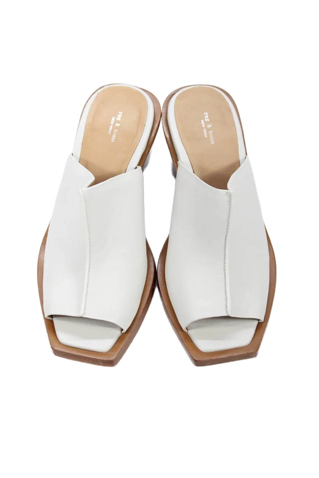 Tacones de cuña forrados con puntera cuadrada abierta texturizada Rag & Bone para mujer blancos talla 37 EUR Foto 2 de 4