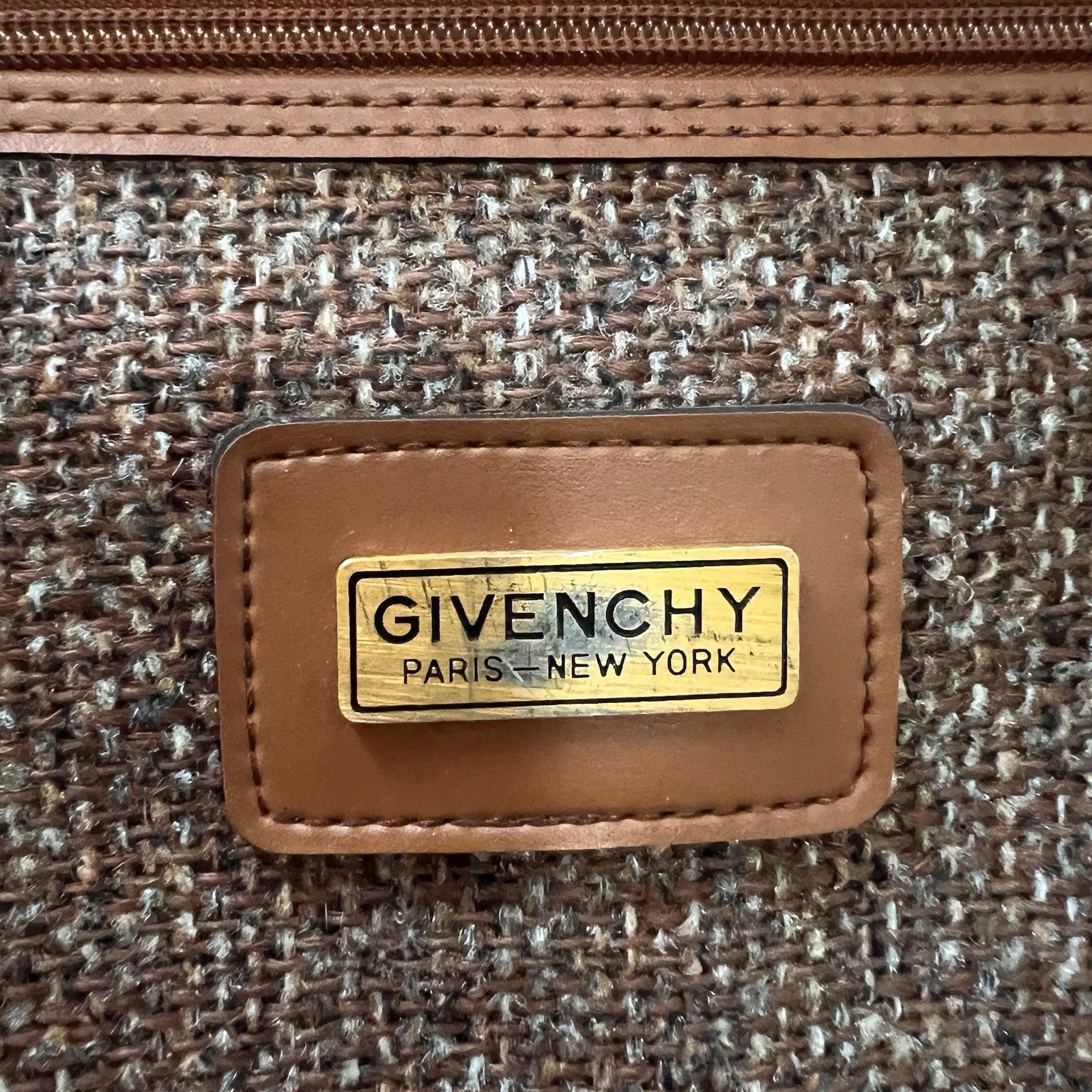 GIVENCHY Leather & Tweed Garment Bag with Shoulder Strap Handle FLAWED thumbnail 2