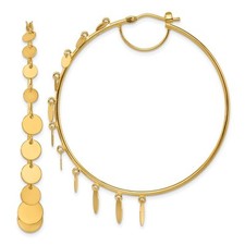 14k Yellow Gold Polished Graduated Discs Large Round Hoop Earrings 4.46gm