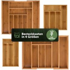 Besteckkasten 4/5/5-7 oder 7-9 Fächer - Schubladentrenner Küche aus 100% Bambus