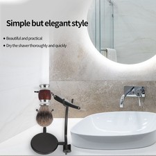 Curved Razor and Shaving Brush Stand Display Dry Brush Compatible Men Razor