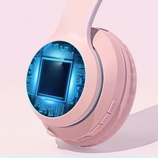 Pink Headphone Heavy Bass Noise Cancelling Foldable Gradient Color SG