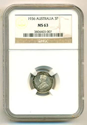Australia George V 1936 Silver 3 Pence MS63 NGC