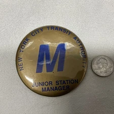 Vintage New York City Transit Authority Junior Station Manager Button