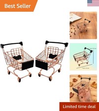 2 Pcs Mini Metal Shopping Cart, Mini Shopping Grocery Cart Supermarket Handca...