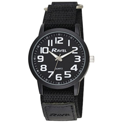 Ravel Gents Easy Fasten Clear Face Sports Work Black Dial Watch .64.33