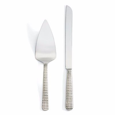 Wainwright Manhattan Platinum Cake Server And Knife Set Textured Handles NEW