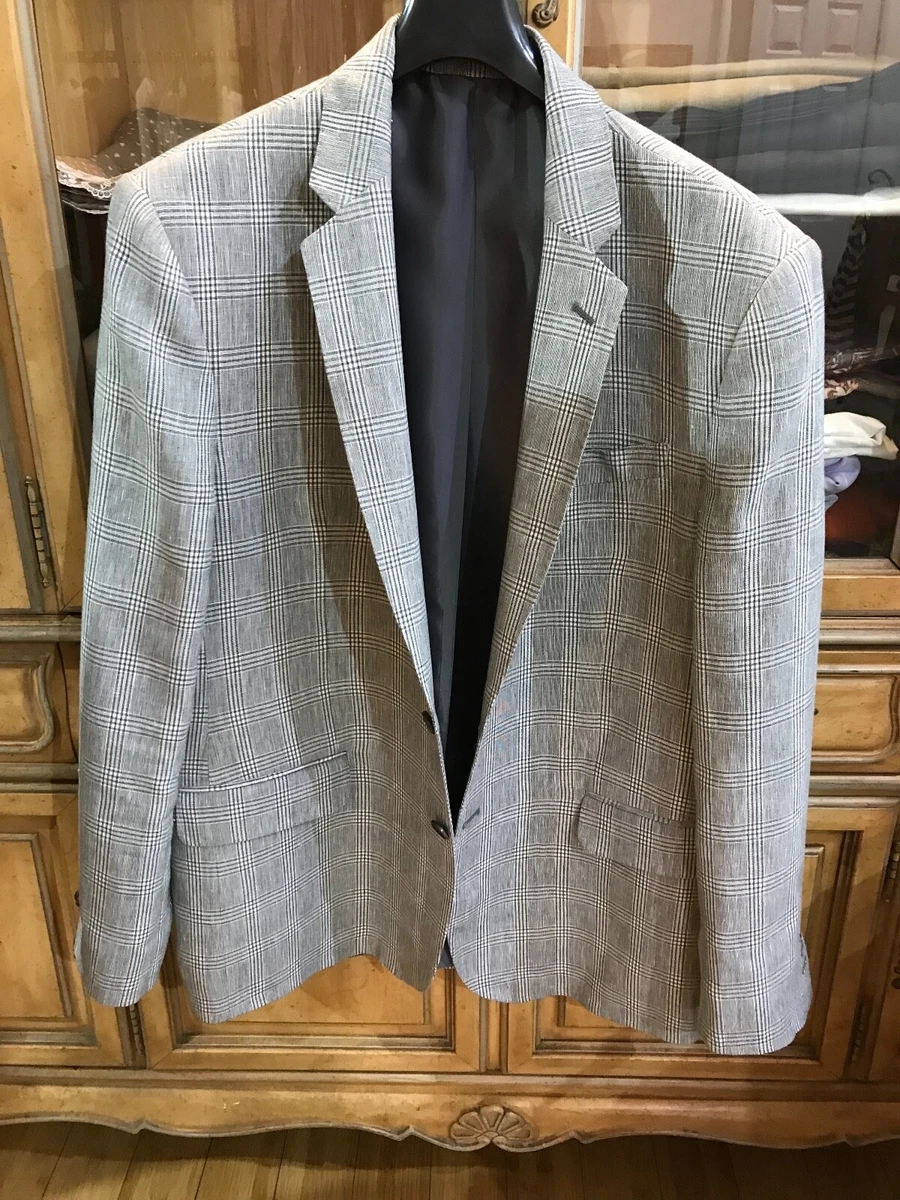 1913 Linen Blend Blazer Checked Mens 48R excellent condition