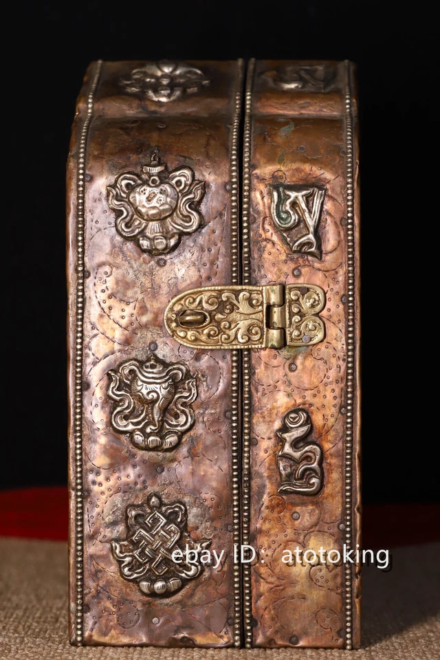 10" Tibetano Budismo Púrpura Cobre Grabado a Mano Incrustaciones Gemas Arma Mágica Foto 2 de 4