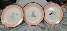E65-Wedding Cake Plate Set by Tag 2001, Set of (3) Bride, Groom, Cake