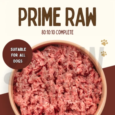 PRIME RAW Frozen Dog Food 454g Rolls 80:10:10 COMPLETE 10 20 or 30 21 FLAVOURS
