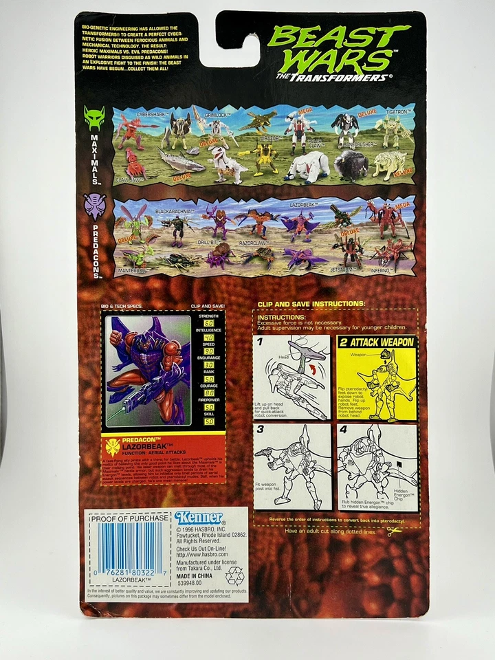 TRANSFORMERS BEAST WARS EVIL PREDACON 'LAZORBEAK'  1996 KENNER - Image 4 of 4