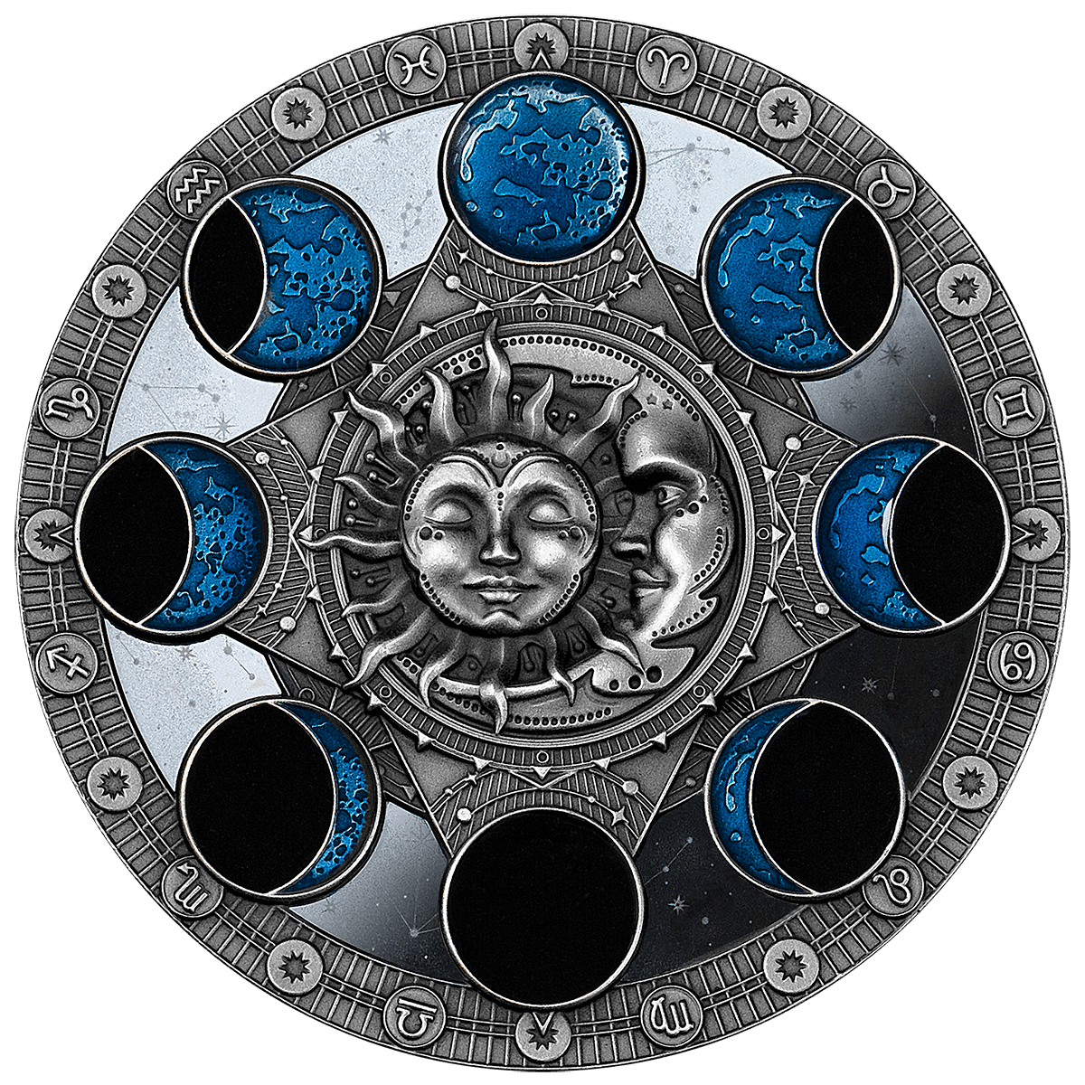 2024 Niue Lunar Calendar 2 oz Silver Antiqued High Relief Coin