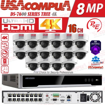 Hikvision 16CH Security CCTV System 16POE NVR 4MP Network IR IP Camera 2.8MM Lot