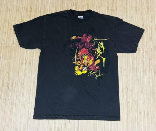 Rurouni Kenshin Samurai X Size Med T-Shirt 2000s Vintage - Brown Graphic Print - Picture 1 of 14