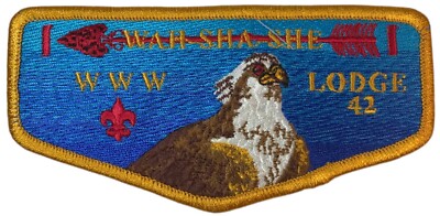 Wah-Sha-She Lodge 42 Ozark Trails Council MO WWW S4 Flap GLD Bdr (RC733)