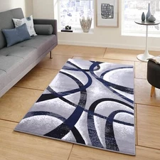 Contemporary Modern Area Rug or Runner Gray Geometric Swirls CARPET
