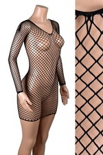 Black Fishnet Mini Dress Bodystocking | Be Wicked stretch bodycon sheer net goth