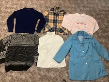 Vtg Winter Top 6 Pc Lot plaid field jacket fair isle Sweater Ski Embroidery