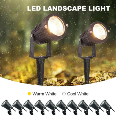 10X 12V 5W Landscape Spotlights Outdoor LED Waterproof Backyard Warm/Cool White