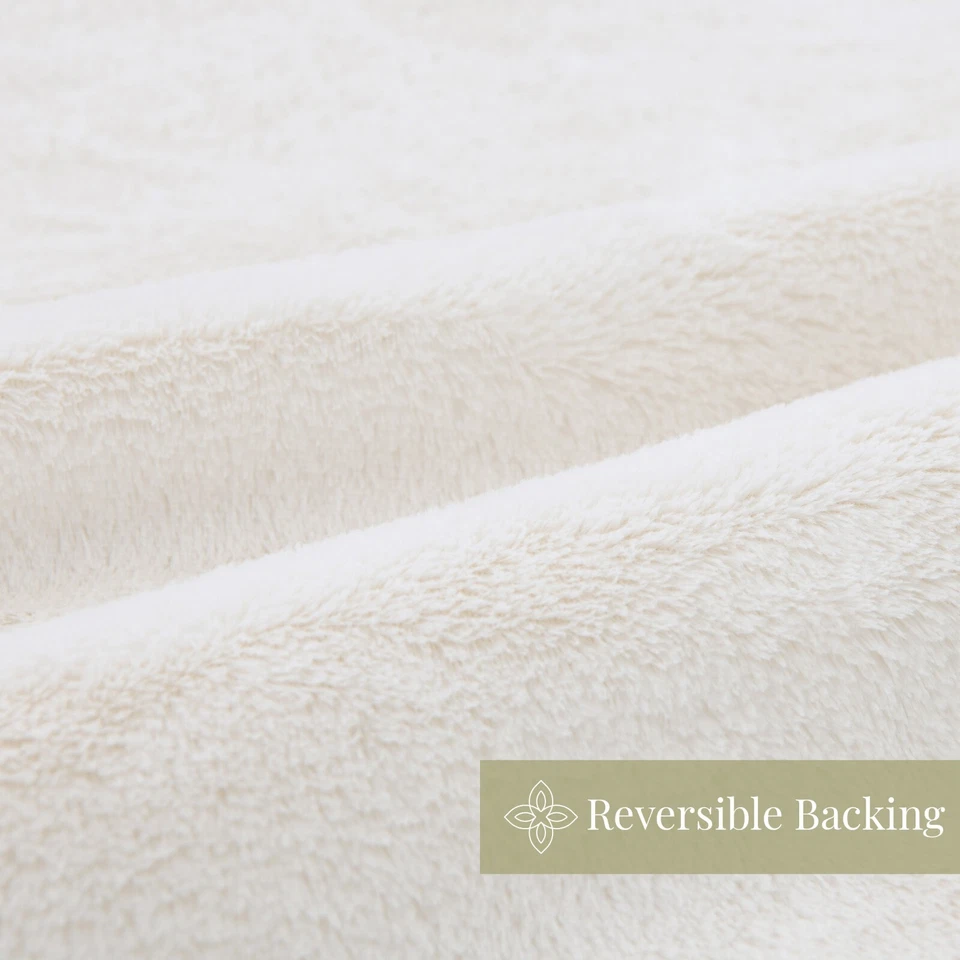 Cobertor de pele sintética Cottontail, marfim, textura macia de cauda de coelho, 50x70 pol. - Imagem 4 de 4