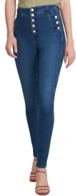 Auth J Brand NATASHA Sky High Skinny Button Fly Jeans-Allegiance Blue-Sz 26 2