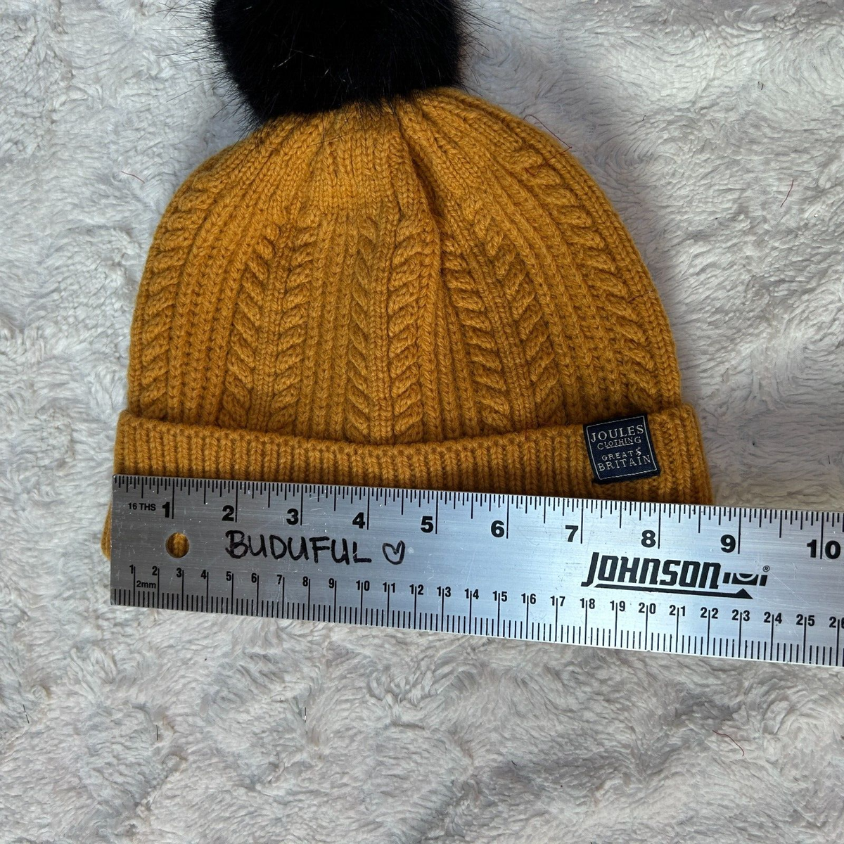 Joules Clothing Great Britain Cable-Knit Caramel Bobble Hat  display picture 2