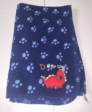 Circo Fleece Blanket Blue W/ Dino Footprints D Is For Dino 40  X 28  
