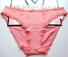 VICTORIA'S SECRET Cotton Bikini Panty VS Lace Trim S M L XL Orange NWT