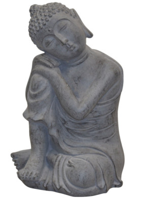 Standfigur, Skulptur ''ruhender Buddha'' aus Kunststein, 48 cm, Inn und Outdoor