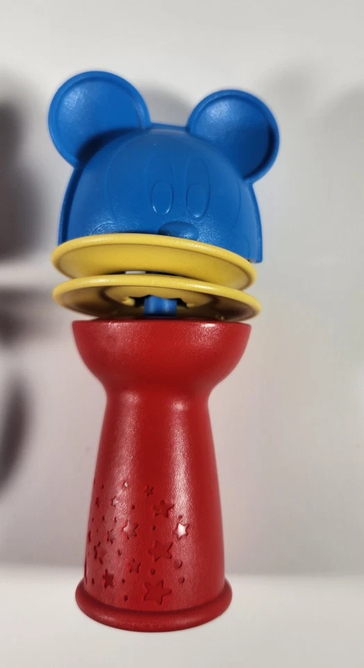LOT OF 2 TOY RATTLES MICKEY MOUSE HEAD GREEN TOY HAND TAMBOURINE STYLE - Image 3 of 4