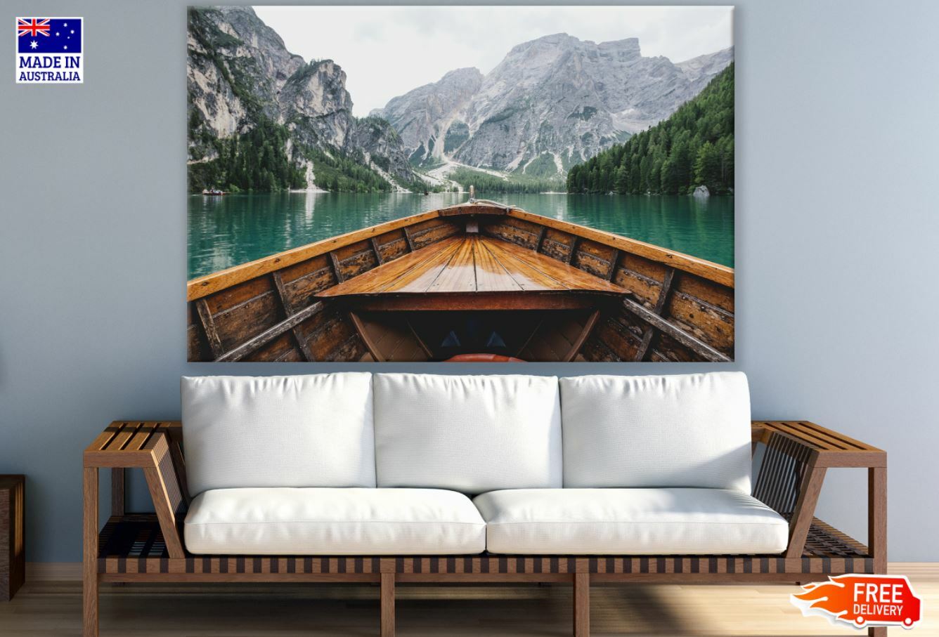 Boat on River Scenery Photograph Wall Canvas Home Decor Australian Made Quality
