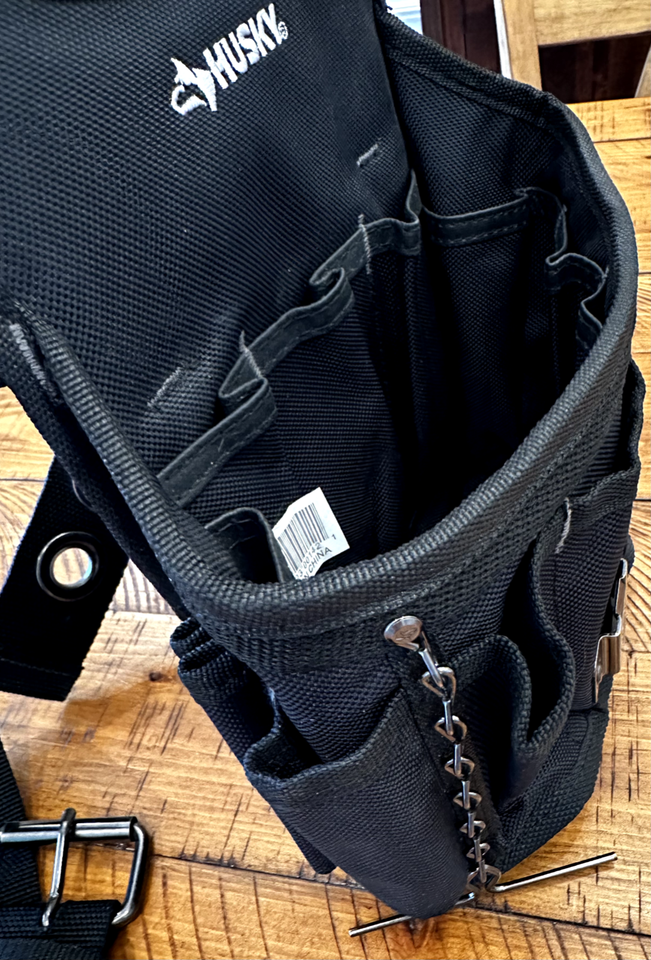 Husky Tool Belt, Black, Hammer holder, 9 pocket, adjustable belt, never