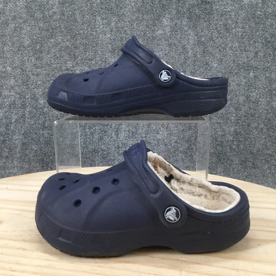 Crocs Zapatos Niños 3 Clásicos Zuecos Forrados de Piel Sintética Azul Goma Punta Redonda Comodidad Foto 2 de 4