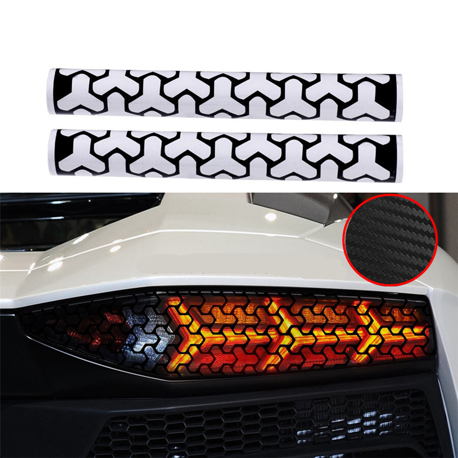 Carbon Fiber Look Taillight Decals Honeycomb Fashion Stickers 2Pcs Black for Car