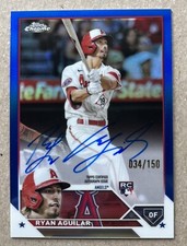 2023 TOPPS CHROME ROOKIE AUTO BLUE #RA-RA RYAN AGUILAR RC /150 ANGELS
