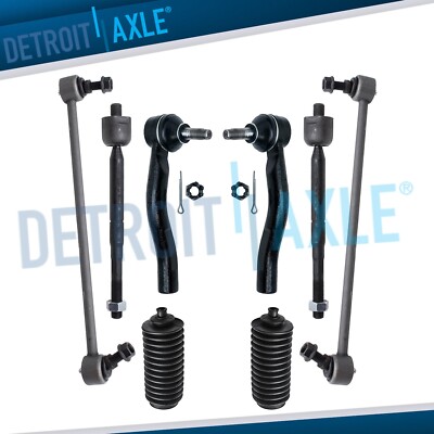 8pc Front Sway Bars Outer Inner Tie Rods Boots Kit for 2006 - 2013 Toyota Yaris