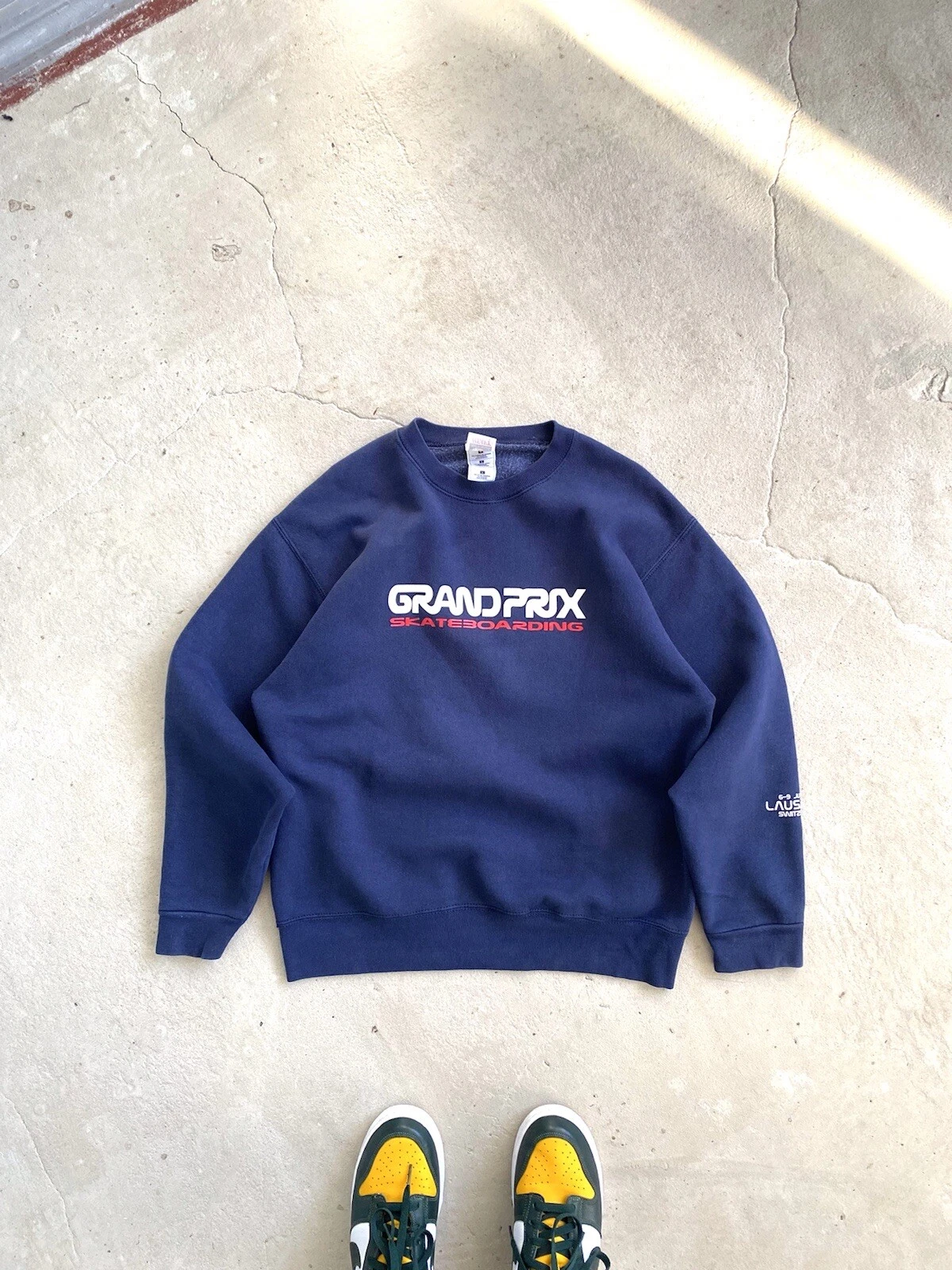 Sweat de skateboard vintage années 90 Grand Prix Y2K bleu suprême taille L