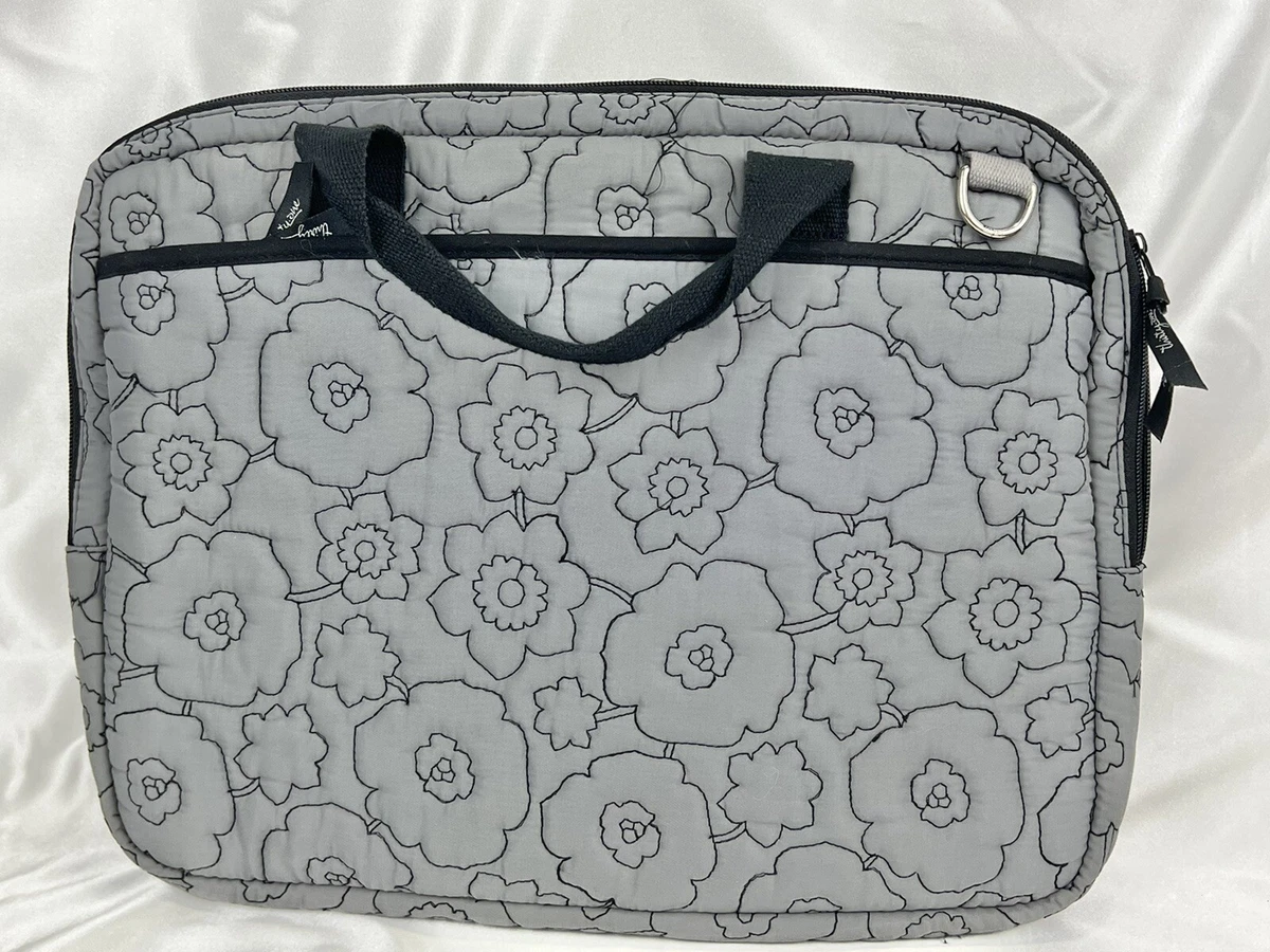 Thirty One Laptop Case Gray Black Quilting Flowers With Handles Stripped  Inside | eBay