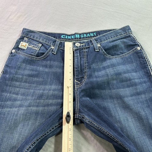 Cinch Jeans Mens 32x32 Blue Denim White Label Grant Relaxed Fit Straight Western - Picture 7 of 12