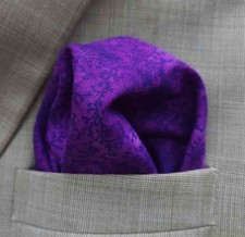 Gascoigne Hand Stitched Pocket Square Purple Navy Blue Cotton Men's