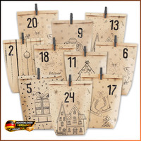 Adventskalender PapiertüTen Groß Zum BefüLlen 24 StüCk Mit Aufkleber Geschenk