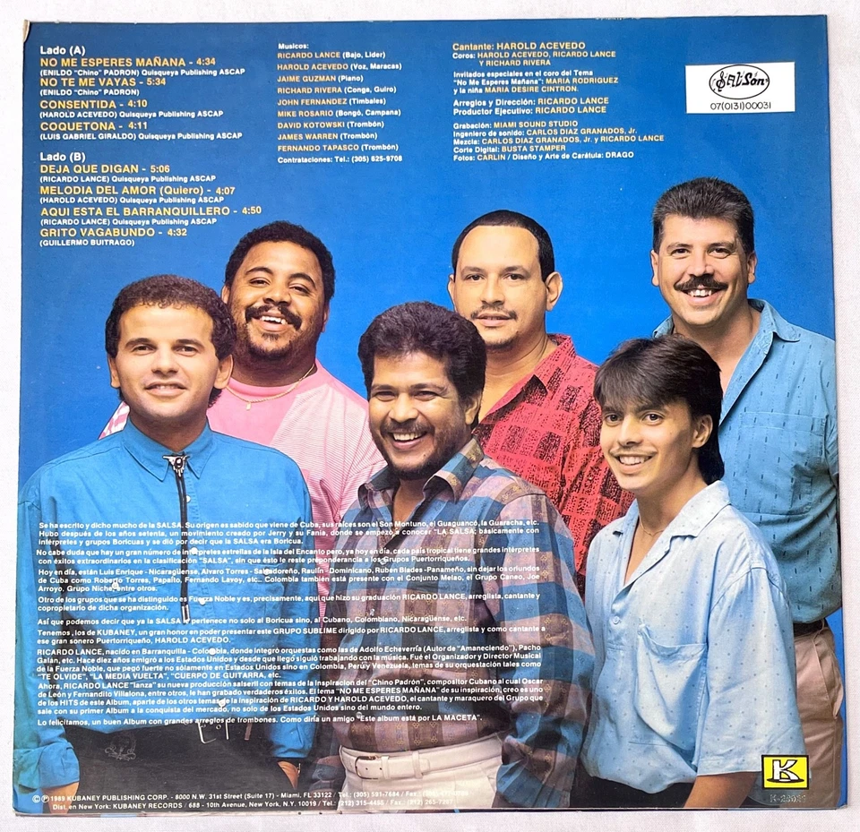 Ricardo Lance Y Su Grupo Sublime - Grito Vagabundo Salsa Salson 1989 - Image 2 of 4
