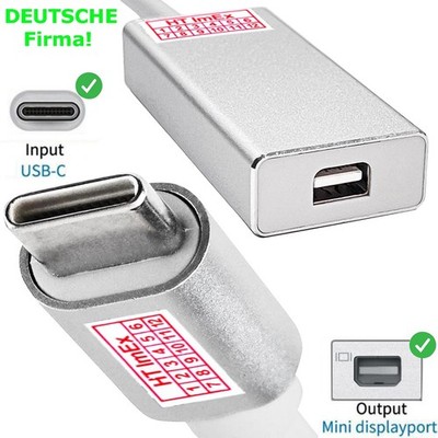 USB-C 3.1 to Mini DisplayPort Converter 4K@60HZ Type-C DP Adapte Neu
