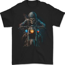 Skull Biker Motorcycle Motorbike Grim Reaper Camiseta Gildan 32 Hombre Negra