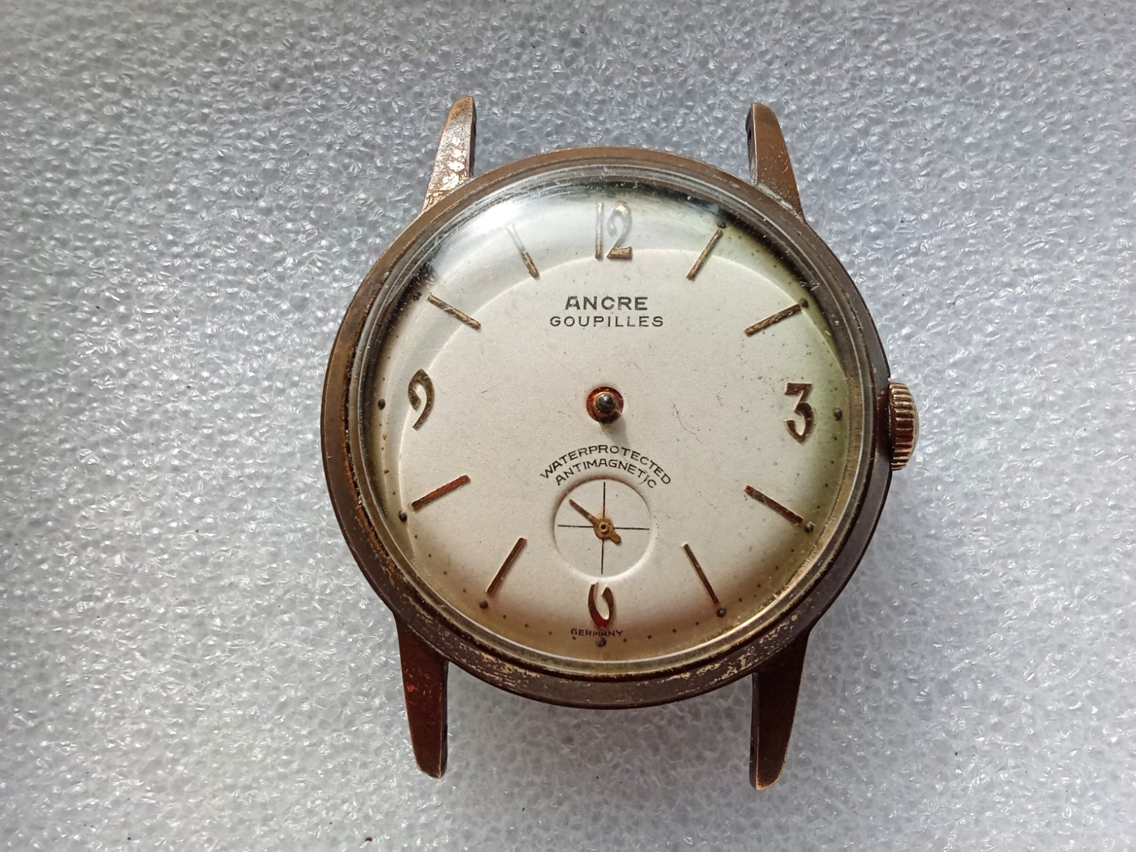 Vintage Ancre Goupilles Men Watch 32mm Germany For Parts or Repair, As Is