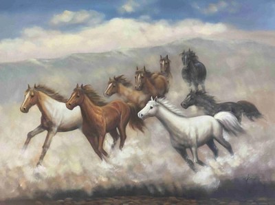 Wild Horses Oil Painting - Li Jeong - Original Artwork