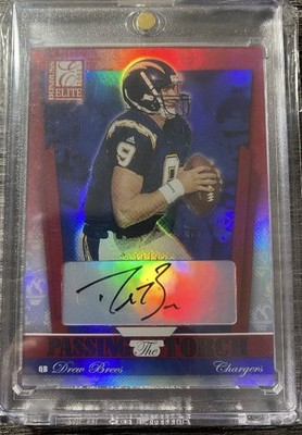 2002 Donruss Elite Passing the Torch Auto Drew Brees 9/100 JERSEY # MATCH